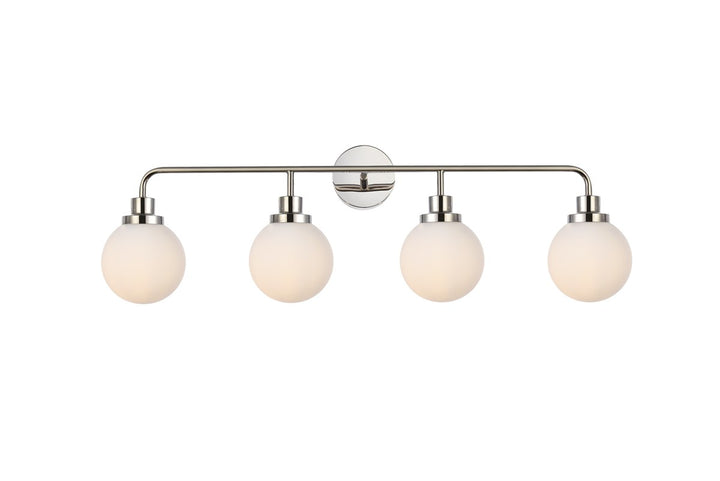 4 lights bath sconce in polished nickel with frosted shade by Living District