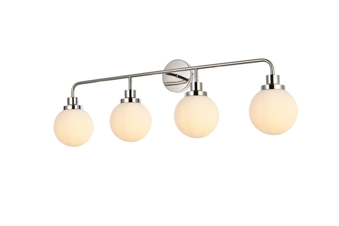 4 lights bath sconce in polished nickel with frosted shade