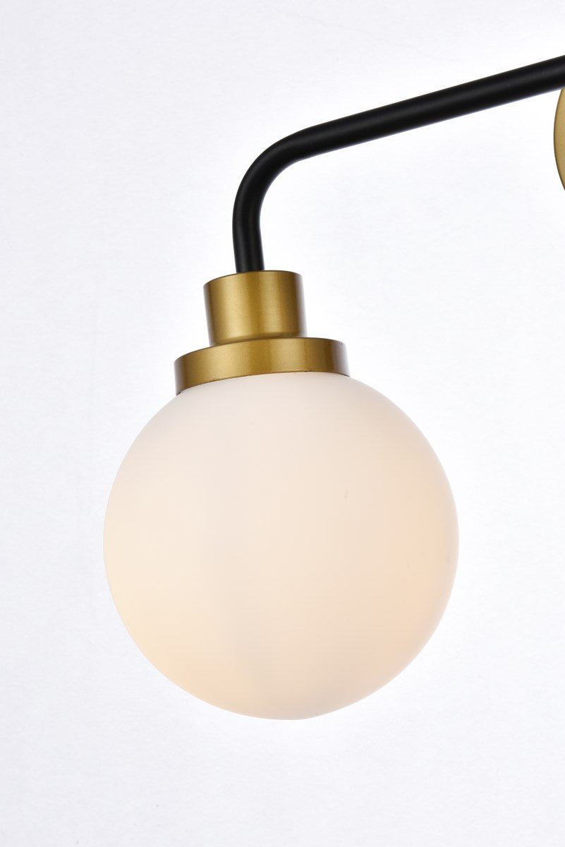 4 Lights Bath Sconce In Black With Brass With Frosted Shade