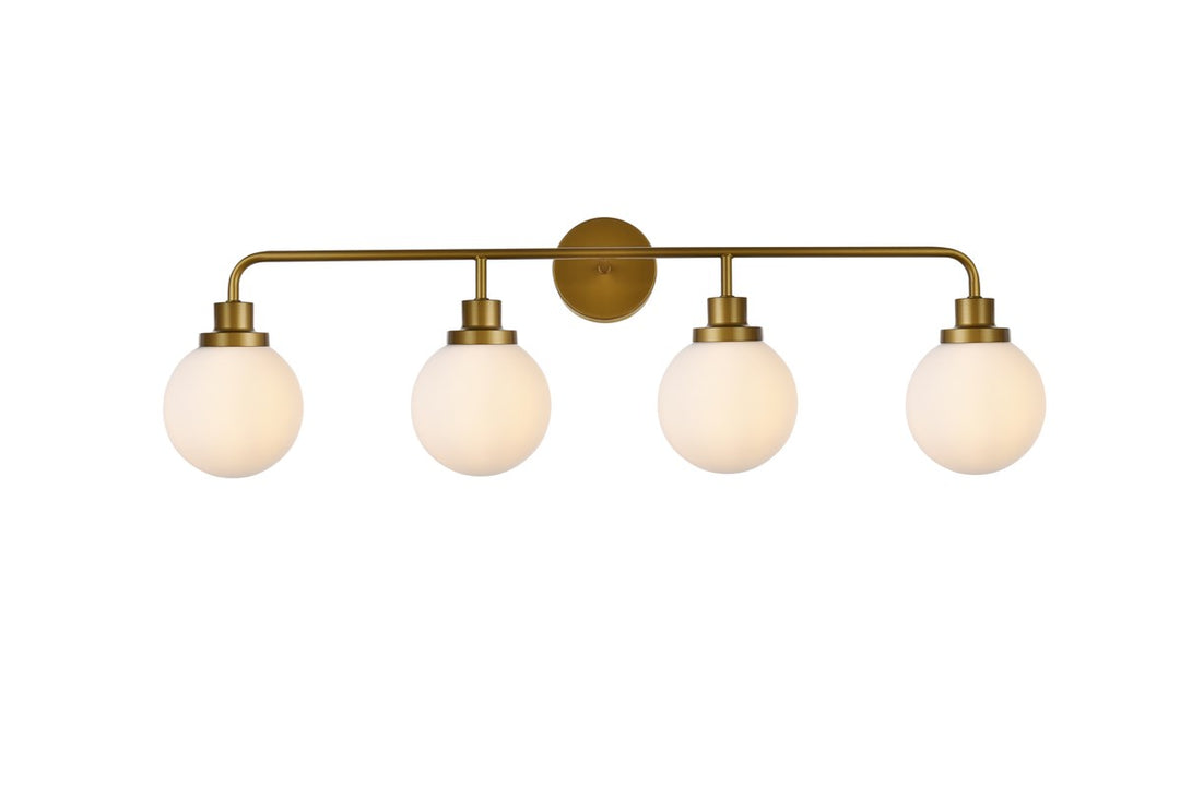 4 Lights Bath Sconce In Brass With Frosted Shade by Living District