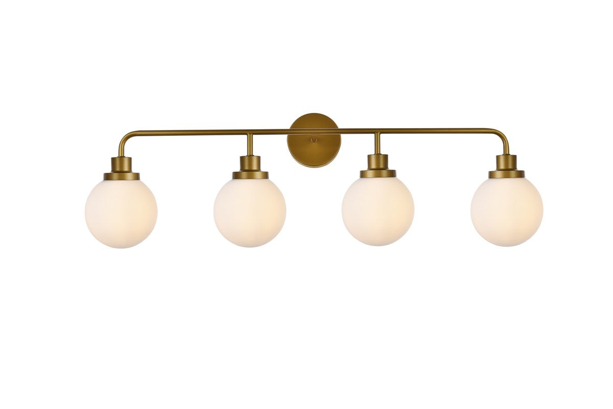 4 Lights Bath Sconce In Brass With Frosted Shade by Living District