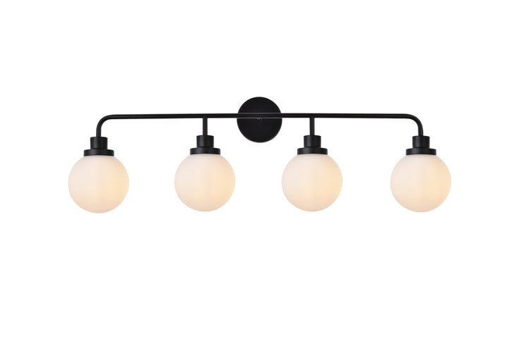 4 Lights Bath Sconce In Black With Frosted Shade by Living District