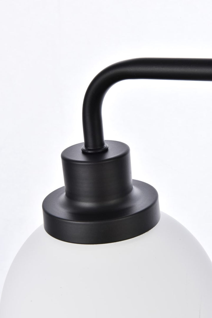 4 Lights Bath Sconce In Black With Frosted Shade