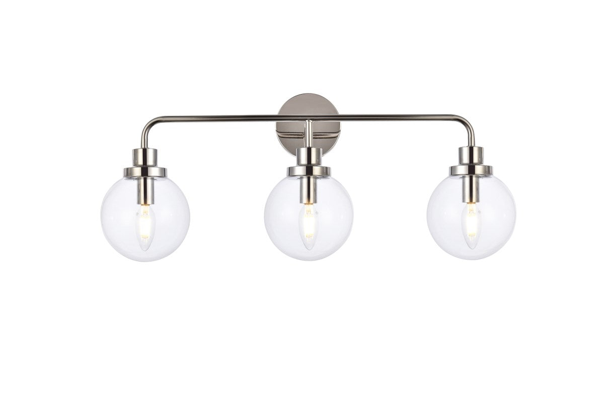 3 lights bath sconce in polished nickel with clear shade by Living District