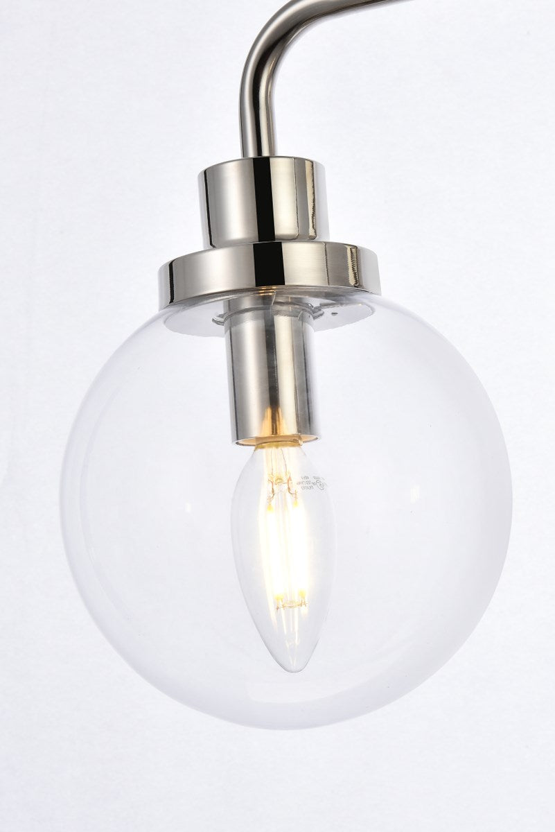 3 lights bath sconce in polished nickel with clear shade