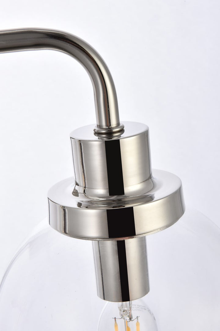 3 lights bath sconce in polished nickel with clear shade