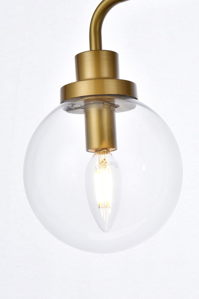 3 Lights Bath Sconce In Brass With Clear Shade