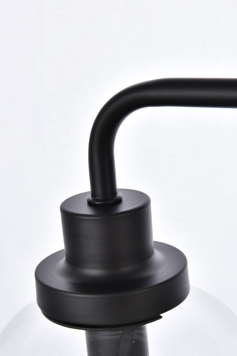 3 Lights Bath Sconce In Black With Clear Shade