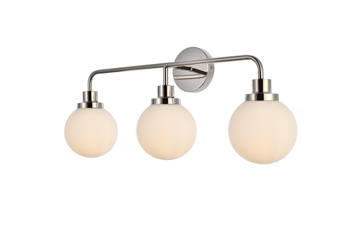 3 lights bath sconce in polished nickel with frosted shade