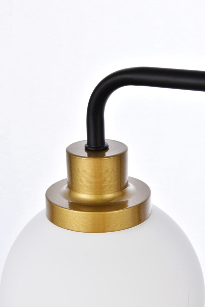 3 Lights Bath Sconce In Black With Brass With Frosted Shade