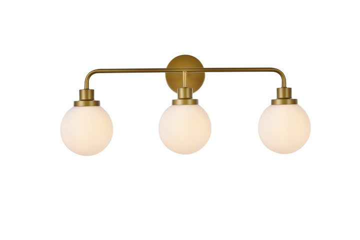3 Lights Bath Sconce In Brass With Frosted Shade by Living District