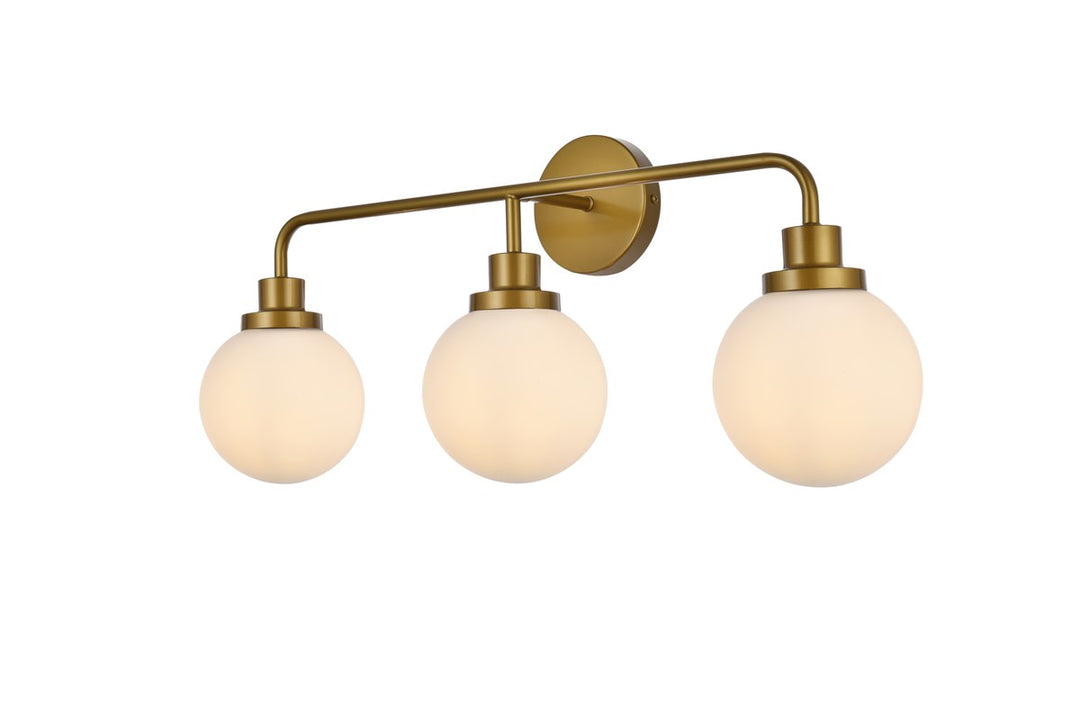 3 Lights Bath Sconce In Brass With Frosted Shade