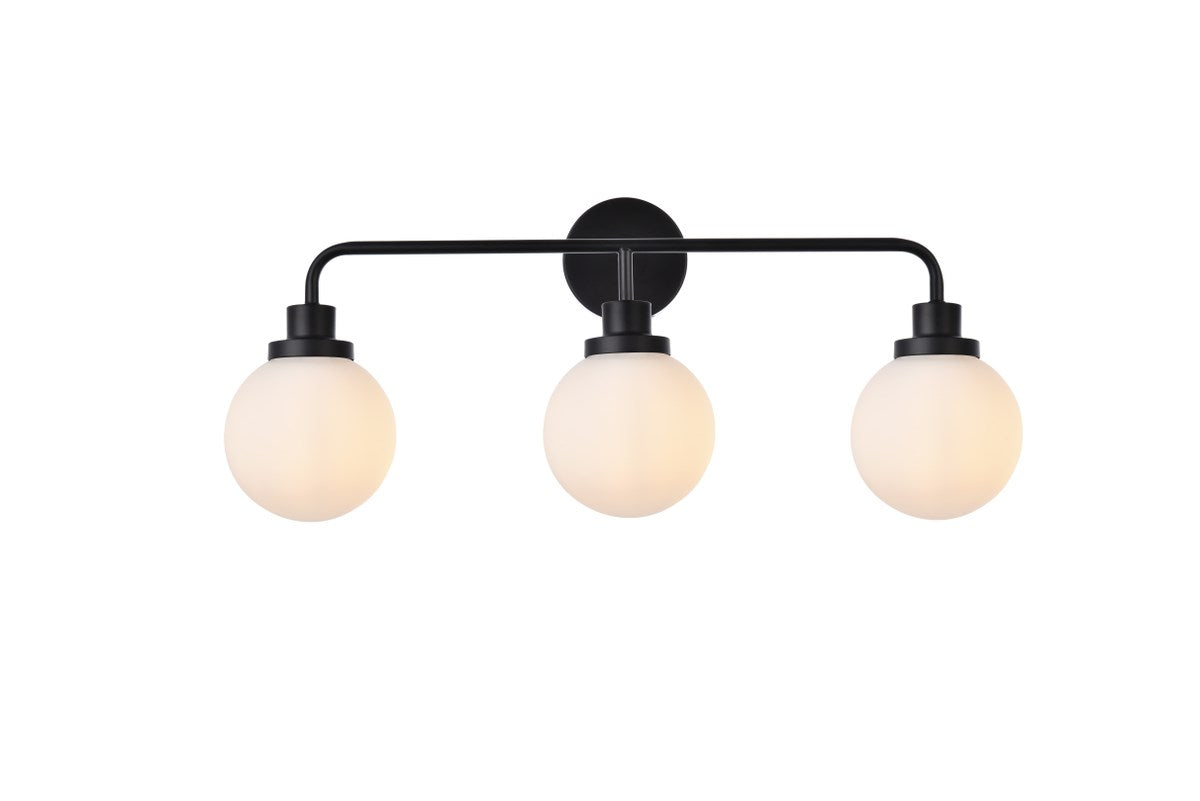 3 Lights Bath Sconce In Black With Frosted Shade by Living District