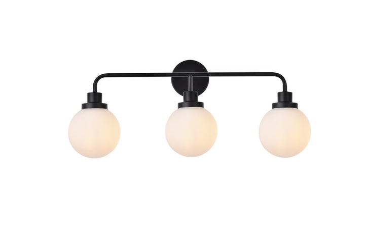 3 Lights Bath Sconce In Black With Frosted Shade by Living District