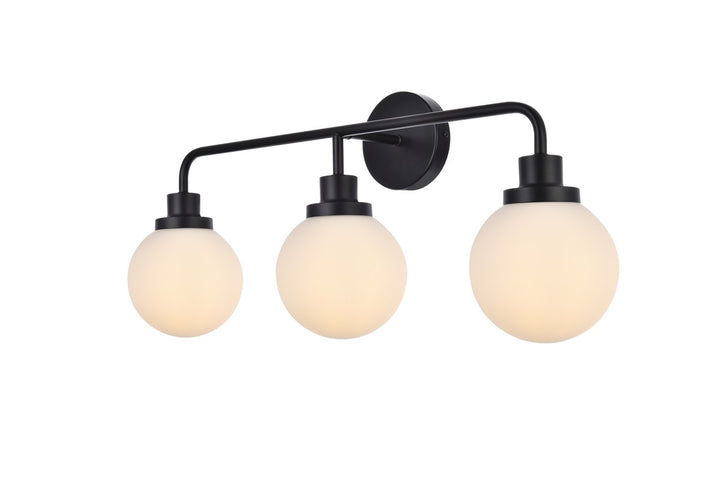 3 Lights Bath Sconce In Black With Frosted Shade
