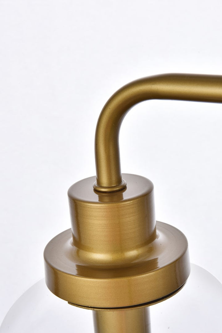 2 Lights Bath Sconce In Brass With Clear Shade
