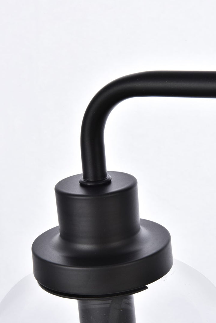 2 Lights Bath Sconce In Black With Clear Shade