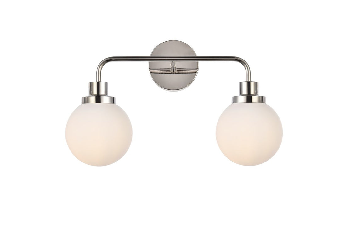 2 lights bath sconce in polished nickel with frosted shade by Living District