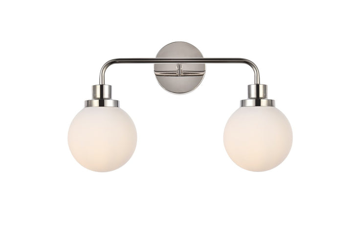 2 lights bath sconce in polished nickel with frosted shade by Living District