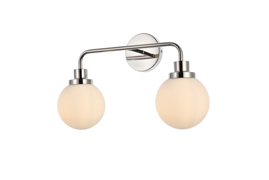 2 lights bath sconce in polished nickel with frosted shade
