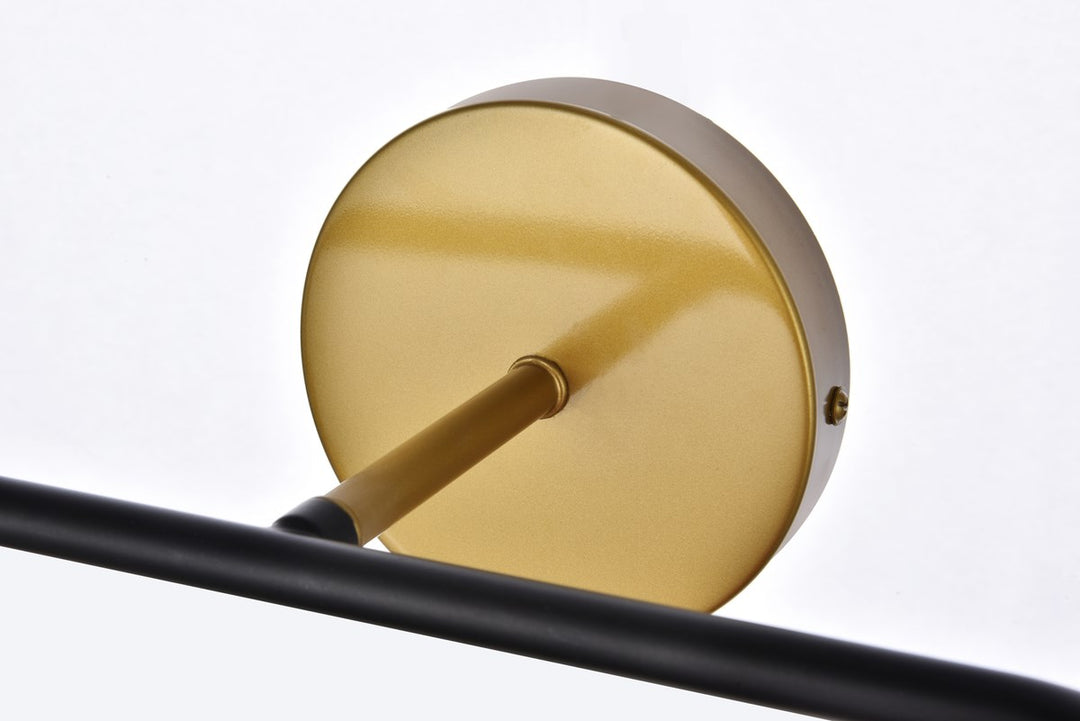 2 Lights Bath Sconce In Black With Brass With Frosted Shade