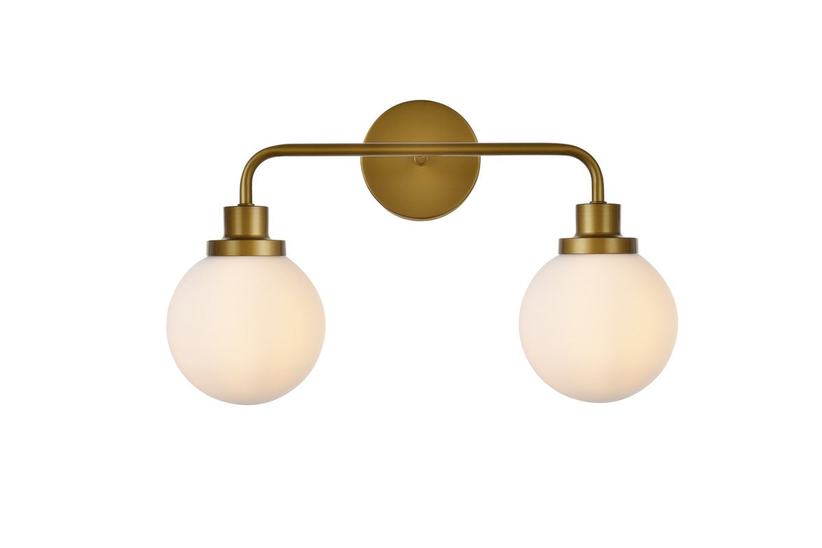2 Lights Bath Sconce In Brass With Frosted Shade by Living District