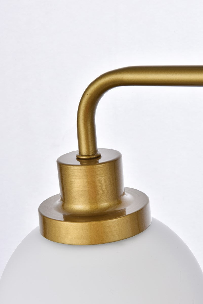 2 Lights Bath Sconce In Brass With Frosted Shade