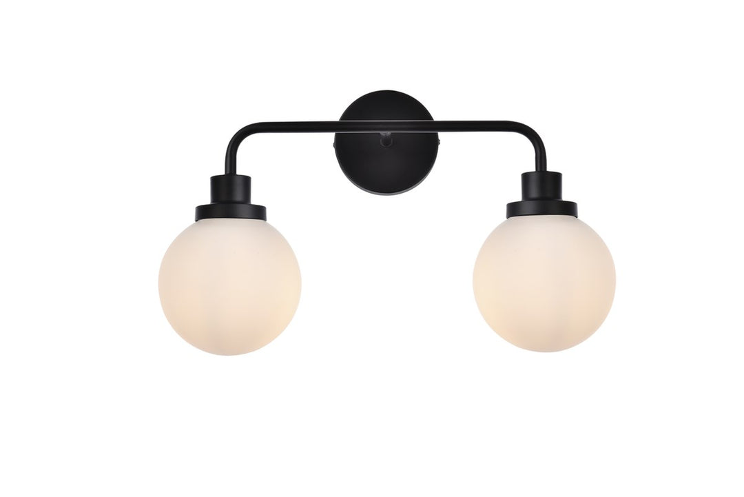 2 Lights Bath Sconce In Black With Frosted Shade by Living District