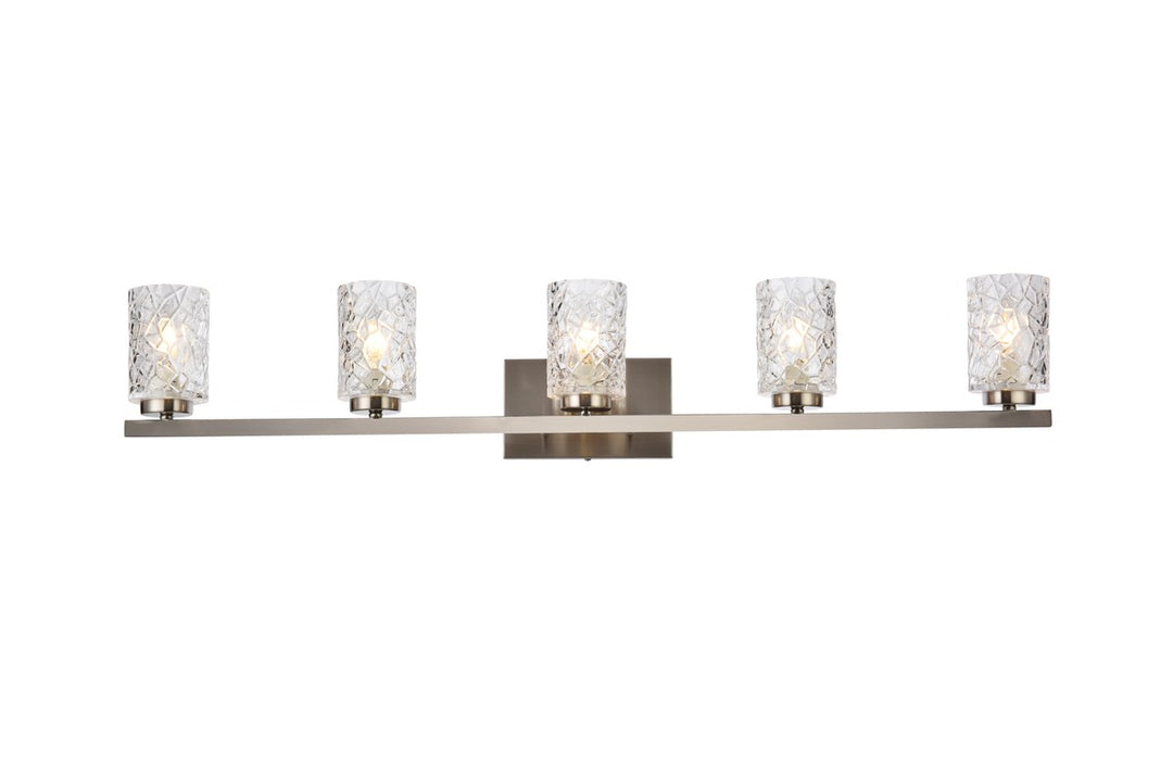 5 lights bath sconce in satin nickel with clear shade by Living District