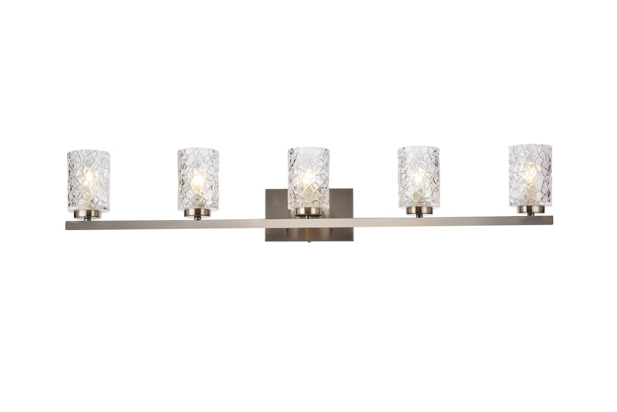 5 lights bath sconce in satin nickel with clear shade by Living District