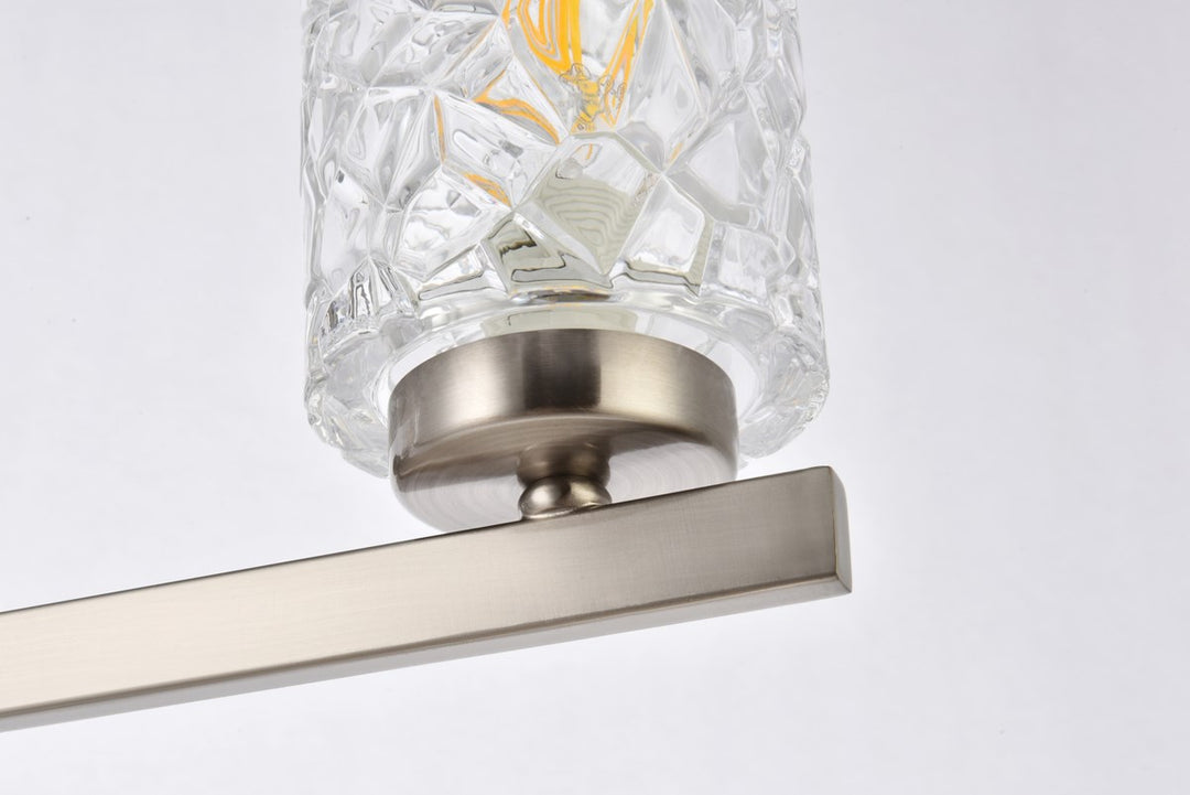 5 lights bath sconce in satin nickel with clear shade