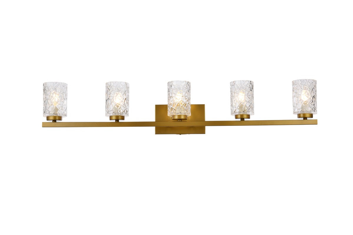 5 Lights Bath Sconce In Brass With Clear Shade by Living District
