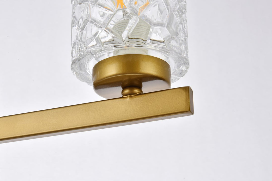 5 Lights Bath Sconce In Brass With Clear Shade