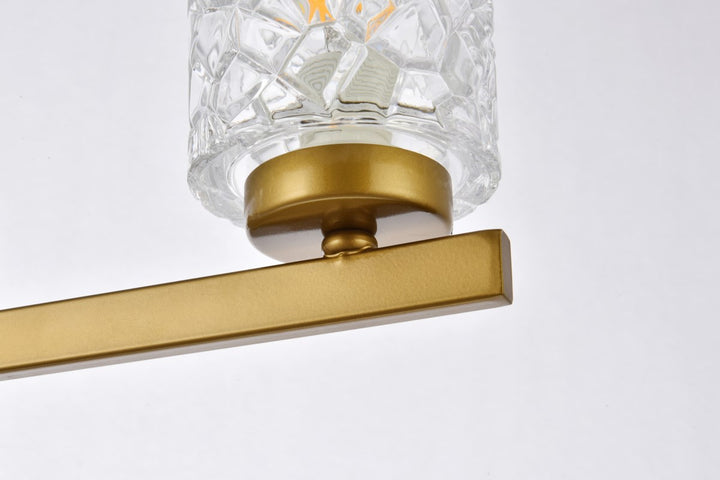 5 Lights Bath Sconce In Brass With Clear Shade