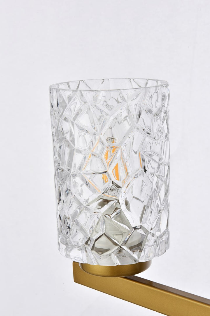 5 Lights Bath Sconce In Brass With Clear Shade