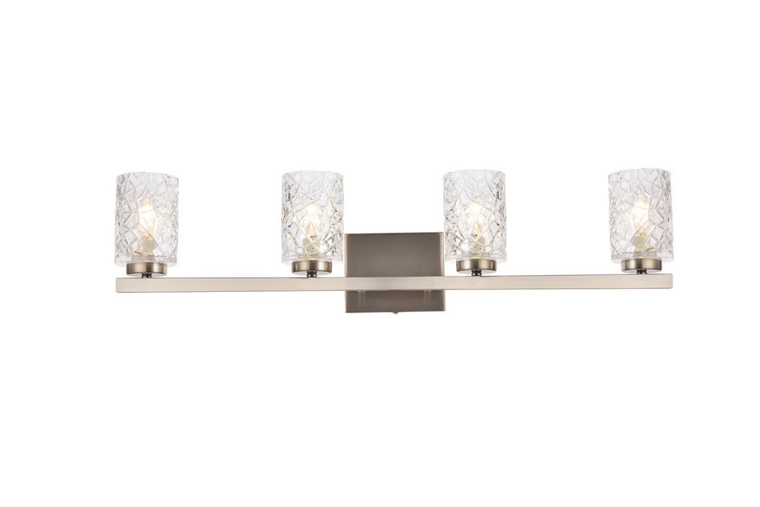 4 lights bath sconce in satin nickel with clear shade by Living District
