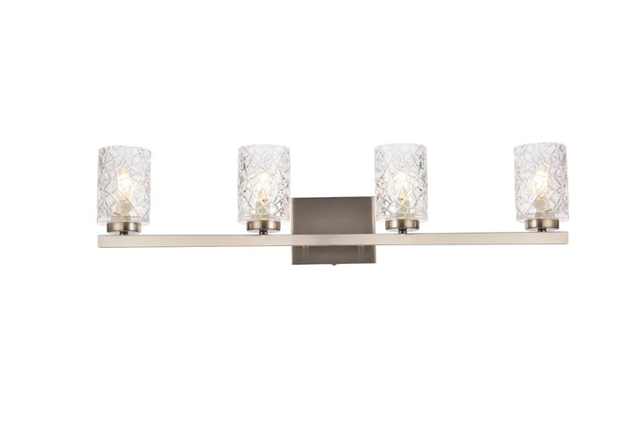 4 lights bath sconce in satin nickel with clear shade by Living District