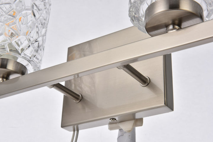 4 lights bath sconce in satin nickel with clear shade