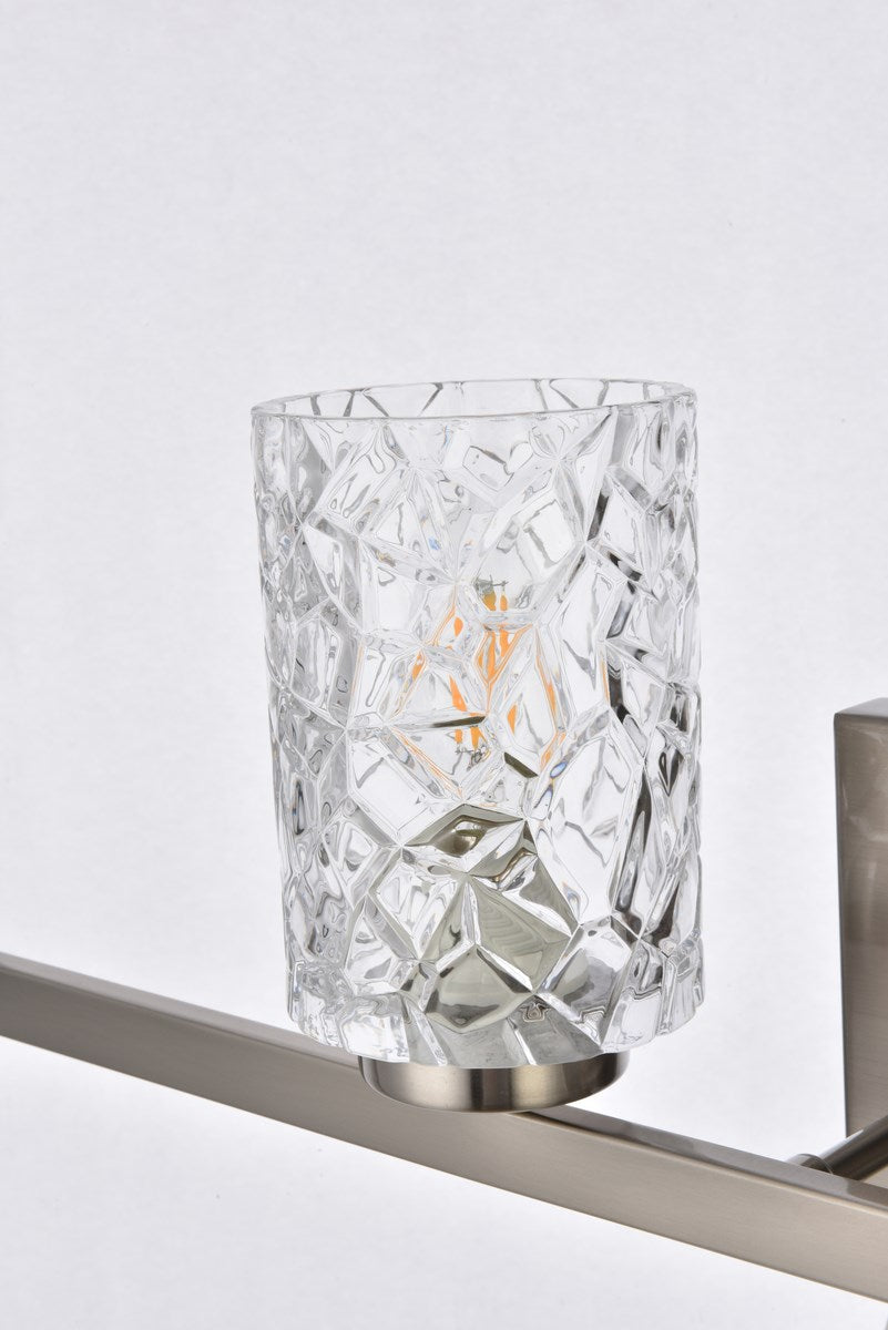 4 lights bath sconce in satin nickel with clear shade