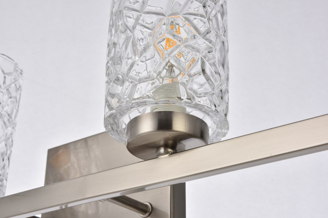 4 lights bath sconce in satin nickel with clear shade