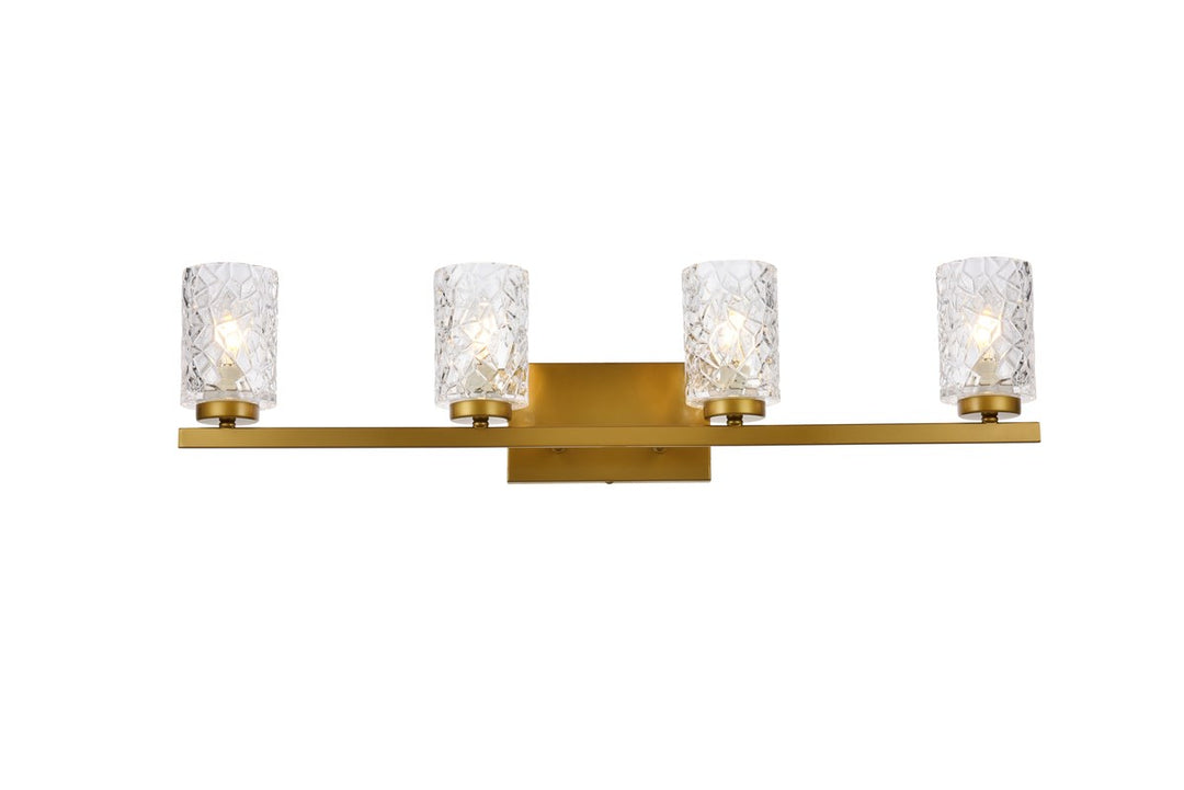 4 Lights Bath Sconce In Brass With Clear Shade by Living District
