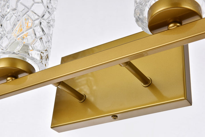 4 Lights Bath Sconce In Brass With Clear Shade