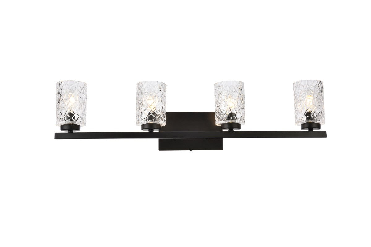 4 Lights Bath Sconce In Black With Clear Shade by Living District