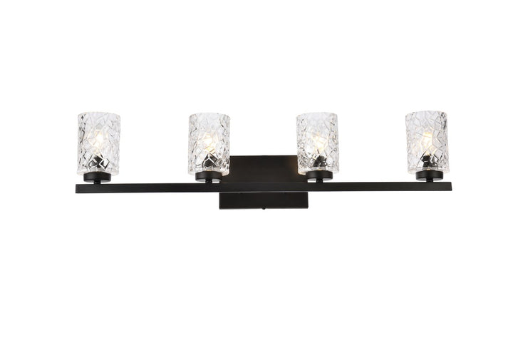 4 Lights Bath Sconce In Black With Clear Shade by Living District
