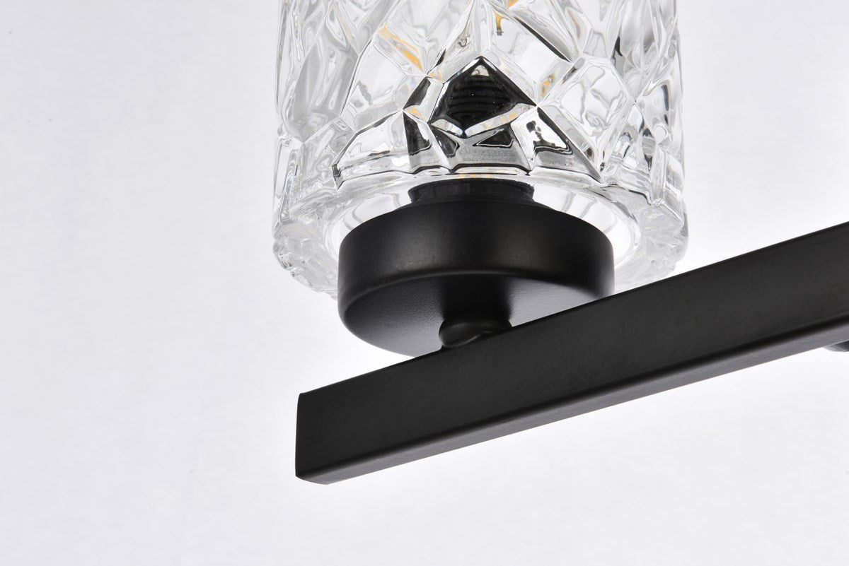 4 Lights Bath Sconce In Black With Clear Shade