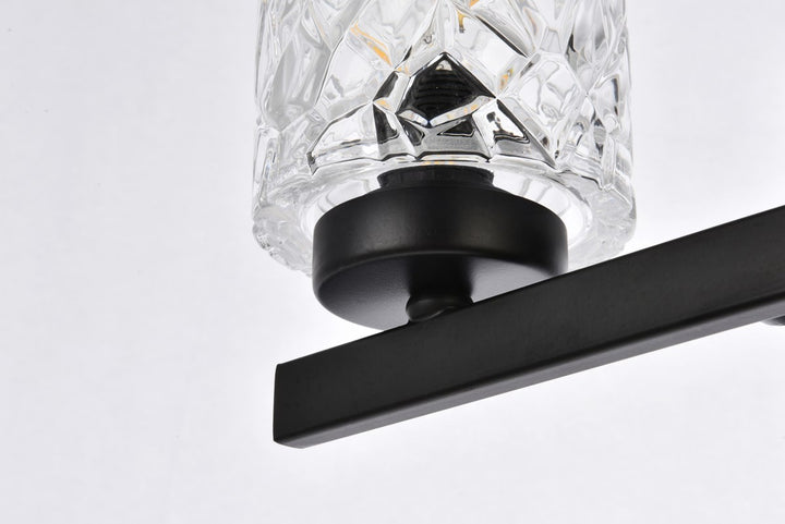 4 Lights Bath Sconce In Black With Clear Shade