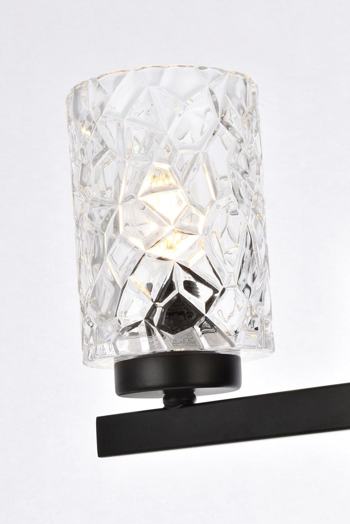 4 Lights Bath Sconce In Black With Clear Shade