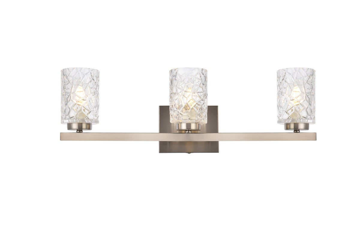 3 lights bath sconce in satin nickel with clear shade by Living District
