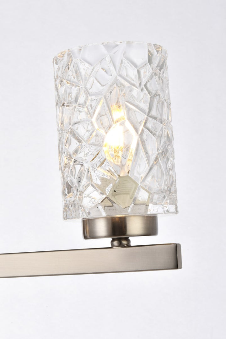 3 lights bath sconce in satin nickel with clear shade