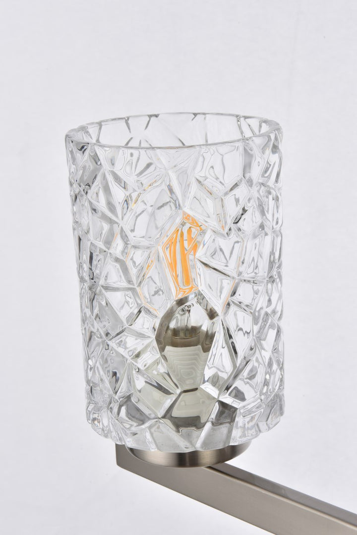 3 lights bath sconce in satin nickel with clear shade